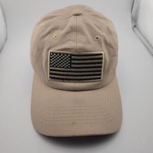 American Flag Hat Cap Strap Back Khaki Embroidered Patch Cotton Mens Baseball